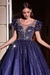 LaDivine Dress B702 Scoop Neck Puff Sleeve Mother Of The Bride Gown