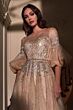 LaDivine Dress B703 Illusion Balloon Sleeve Mother Of The Bride Dress