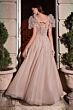 LaDivine Dress B711 A-line Sheer Puff Sleeve Formal Gown