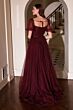LaDivine Dress B712 Puff Sleeve Square Neck Formal Gown