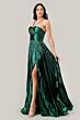 LaDivine C153 Halter Strap Pleated Metallic Dress