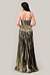 LaDivine C153 Halter Strap Pleated Metallic Dress