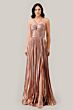 LaDivine C153 Halter Strap Pleated Metallic Dress