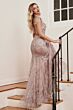 LaDivine Dress C57 V-Back Feather Godet Skirt Formal Gown