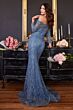 LaDivine Dress CB118 Straight Neck Illusion Sleeve Evening Dress