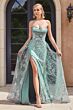 LaDivine Dress CB129 Pleated Sweetheart Neck Overskirt Evening Dress