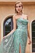 LaDivine Dress CB129 Pleated Sweetheart Neck Overskirt Evening Dress