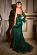 LaDivine Dress CB131 One-Shoulder Feather Sleeve Formal Dress