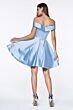 LaDivine Dress CD0140 Belted Waist Off-The-Shoulder Short Dress