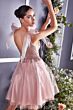 LaDivine Dress CD0174 Bow Plunging Neck Homecoming And Bat Mitzvah Dress