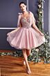 LaDivine Dress CD0174 Bow Plunging Neck Homecoming And Bat Mitzvah Dress