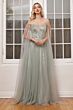 LaDivine Dress CD0204 Sheer Cape Sleeve Mother Of The Bride Dress
