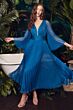 LaDivine CD242S Pleated Plunging Neck Dress