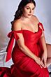 LaDivine CD943C Ruched Off-The-Shoulder Dress