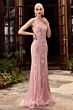 LaDivine Dress CD981 Plunging Neck Illusion Sides Formal Gown