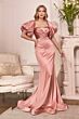LaDivine Dress CD983C Detached Puff Sleeve Plus Size Dress