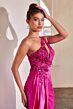 LaDivine CDS454 Asymmetric Cutout Side Drape Dress