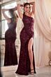 LaDivine Dress CH077 Open Slit Ruched Formal Gown