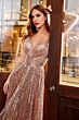 LaDivine Dress CH189S Pleated A-Line Sequin Formal Dress