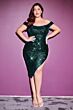 LaDivine Dress CH190 Asymmetric Hem Sequin Formal Dress
