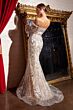 LaDivine Dress J816 Illusion Bishop Sleeve Formal Gown