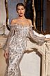 LaDivine Dress J816 Illusion Bishop Sleeve Formal Gown