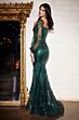 LaDivine Dress J816 Illusion Bishop Sleeve Formal Gown