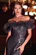 LaDivine Dress J818 Ruffle Off-The-Shoulder Neck Formal Dress