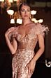 LaDivine Dress J824 Corset Bodice Feather Mother Of The Bride Dress