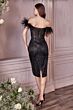 LaDivine Dress J829 Feather Strap Back Slit Evening Dress