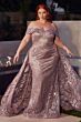LaDivine Dress J836 Glitter Print Overskirt Mother Of The Bride Dress