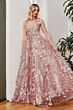 LaDivine Dress J838 Floral 3D Appliqued A-Line Evening Dress