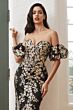 LaDivine Dress J844 Removable Puff Sleeve Mother Of The Bride Gown