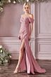 LaDivine KV1057 Pleated Cold-Shoulder Dress