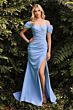 LaDivine KV1057 Pleated Cold-Shoulder Dress