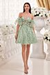 LaDivine Dress KV1089 Puff Sleeves A-Line Short Dress