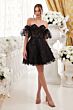 LaDivine Dress KV1089 Puff Sleeves A-Line Short Dress