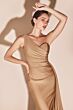 LaDivine PT004 Asymmetric Neck Side Overskirt Dress