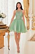 LaDivine Dress UJ0119 Halter Neck Curly Hem Cocktail Dress