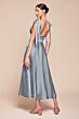 Ladivine 7499 Tie Straps Tea-Length Satin Dress