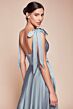 Ladivine 7499 Tie Straps Tea-Length Satin Dress