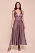 Ladivine 7499 Tie Straps Tea-Length Satin Dress