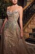 Ladivine CB158 Beaded Overskirt Sweetheart Neck Dress