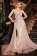 Ladivine CB158 Beaded Overskirt Sweetheart Neck Dress