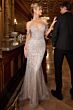 LaDivine CC0689 Plunging Neck Off-The-Shoulder Embellished Dress