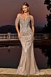 Ladivine CC477 Off-The-Shoulder Plunging Neck Beaded Dress