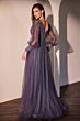 Ladivine CD0938 Bishop Sleeve Applique Waist A-Line Dress