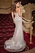 LaDivine CD764 Beaded Fringe Bodice Sweetheart Neck Dress