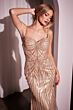 LaDivine CD764 Beaded Fringe Bodice Sweetheart Neck Dress