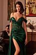 LaDivine CDS532 Cold-Shoulder Lace Bodice Side Streamer Dress